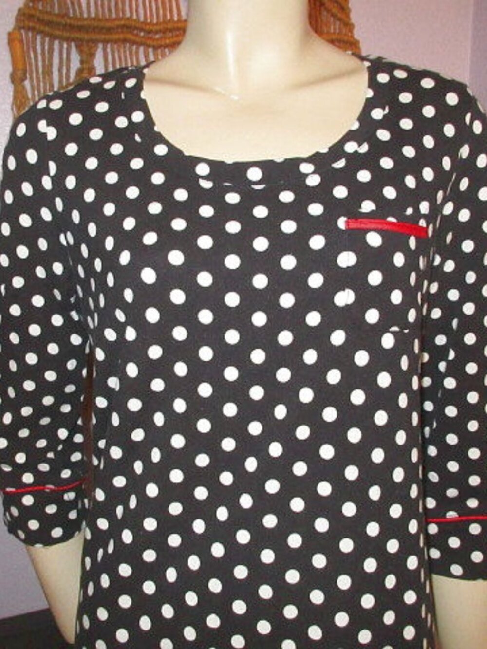 Soma Polka Dots Sleep Dress Size M Cotton Modal Nightgown House Whimsigoth EUC - Picture 2 of 8